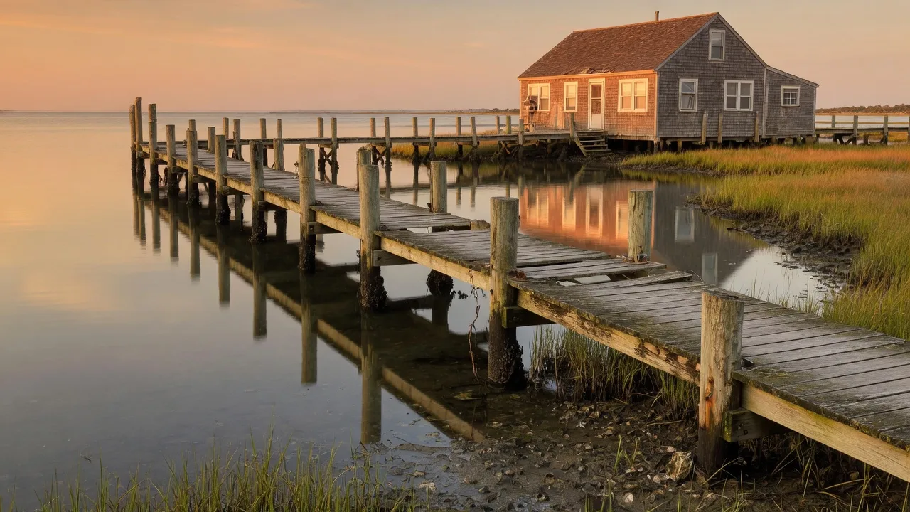 A private timber dock and pier over tidal Cape Cod marsh water — Chapter 91 waterways jurisdiction