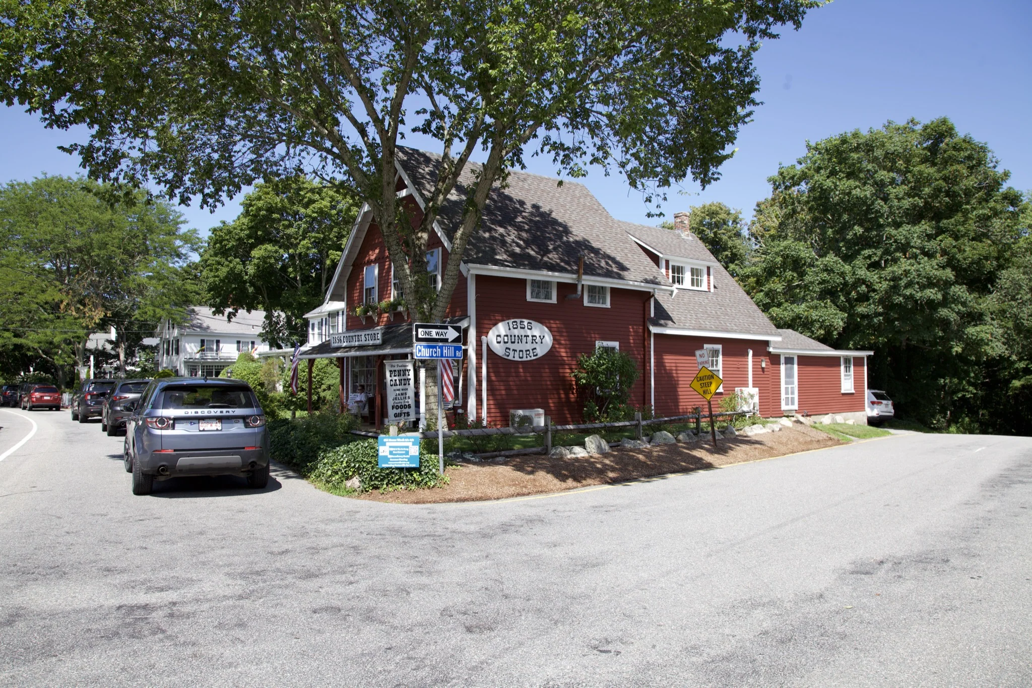 Main Street beside the red 1856 Country Store in Centerville, Barnstable