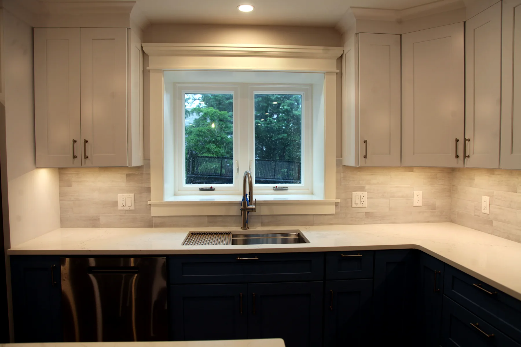 Cabinetry and counters going into a Cape Cod kitchen mid-remodel