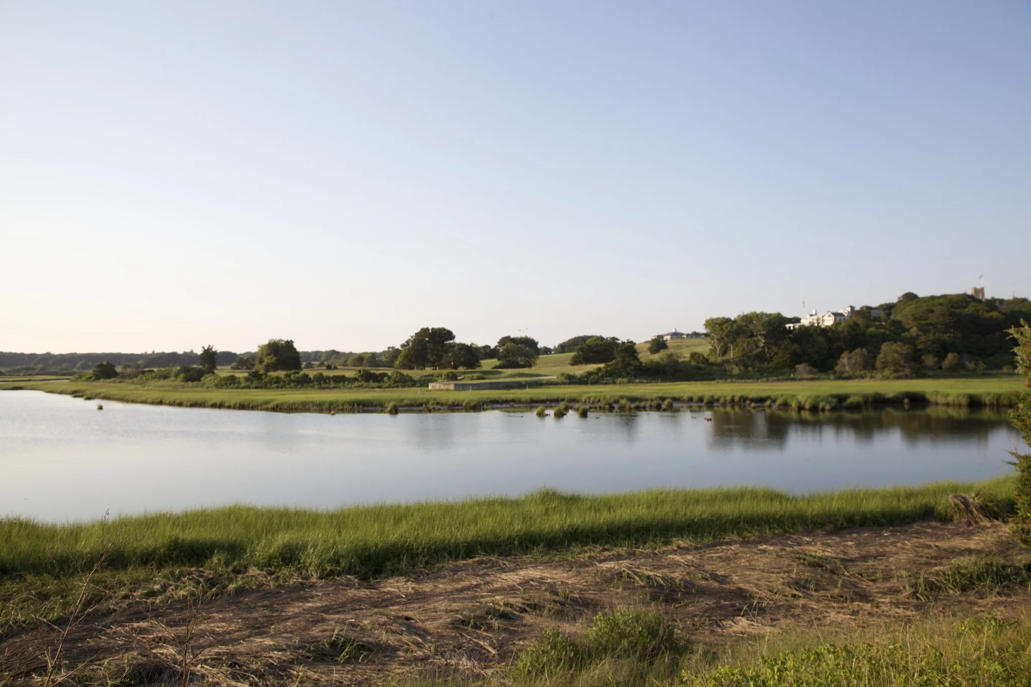Tidal salt marsh and open water at Hyannis Port on Cape Cod